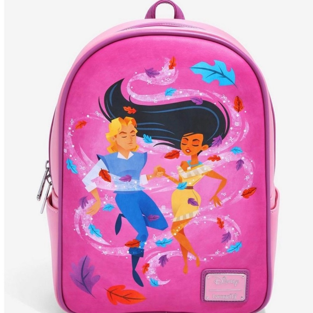 Loungefly Pink Backpack with Pocahontas and John Smith